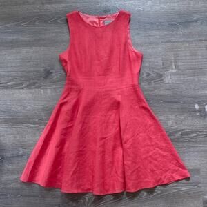 MAEVE Coral Linen Sleeveless Dress Sz 6 Fit and Flare Swing Retro Anthropologie
